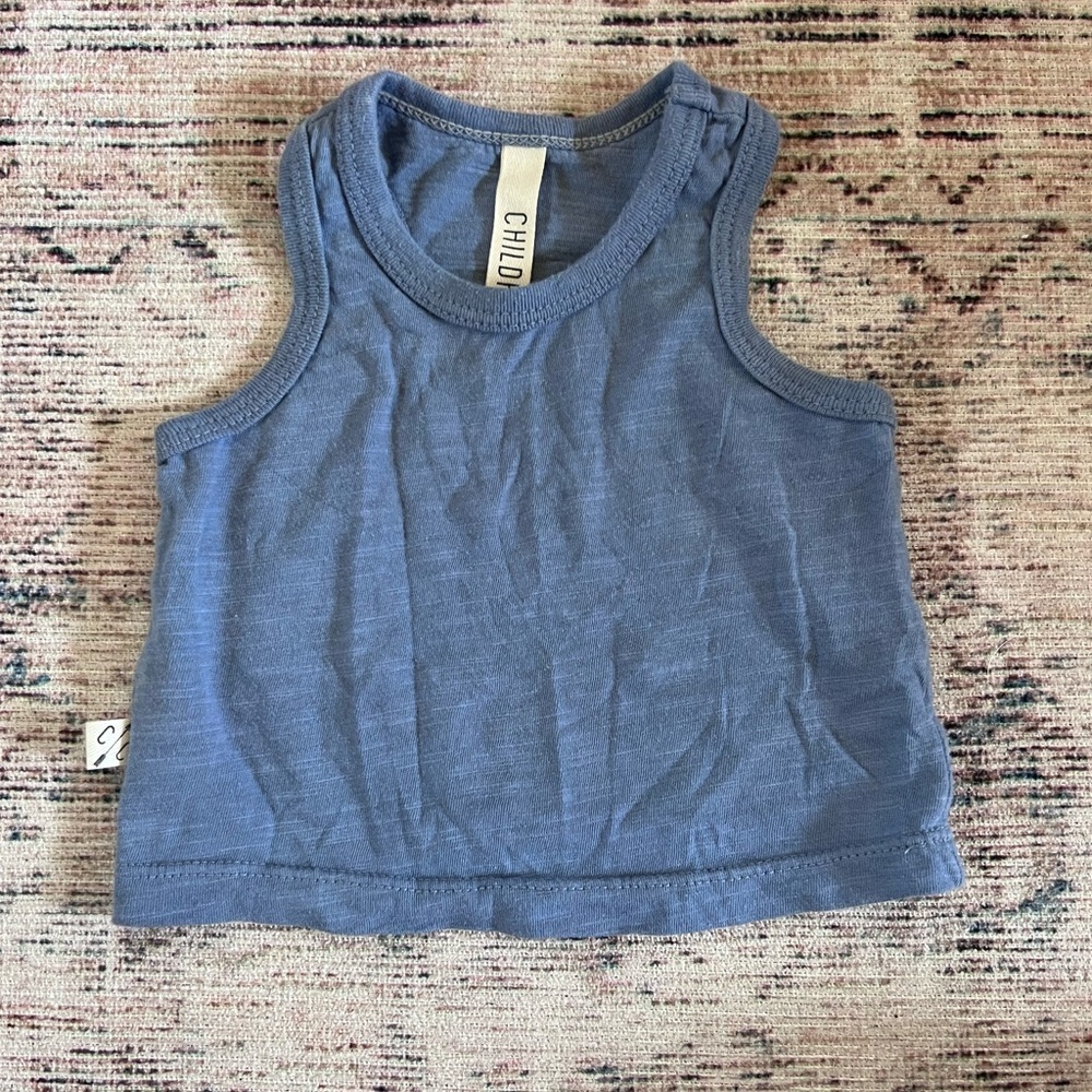 Childhoods clothing Blue Heathered Knit Tank Top with Crew Neck